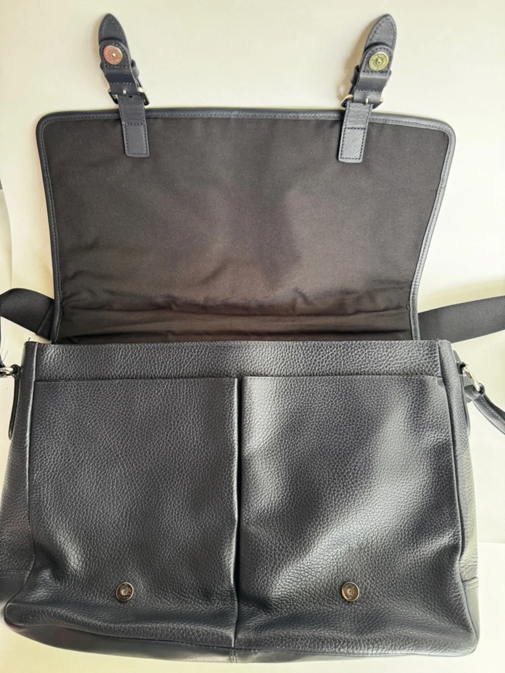 Coach Hudson Messenger Bag Black Pebbled Leather Men's Laptop Briefcase